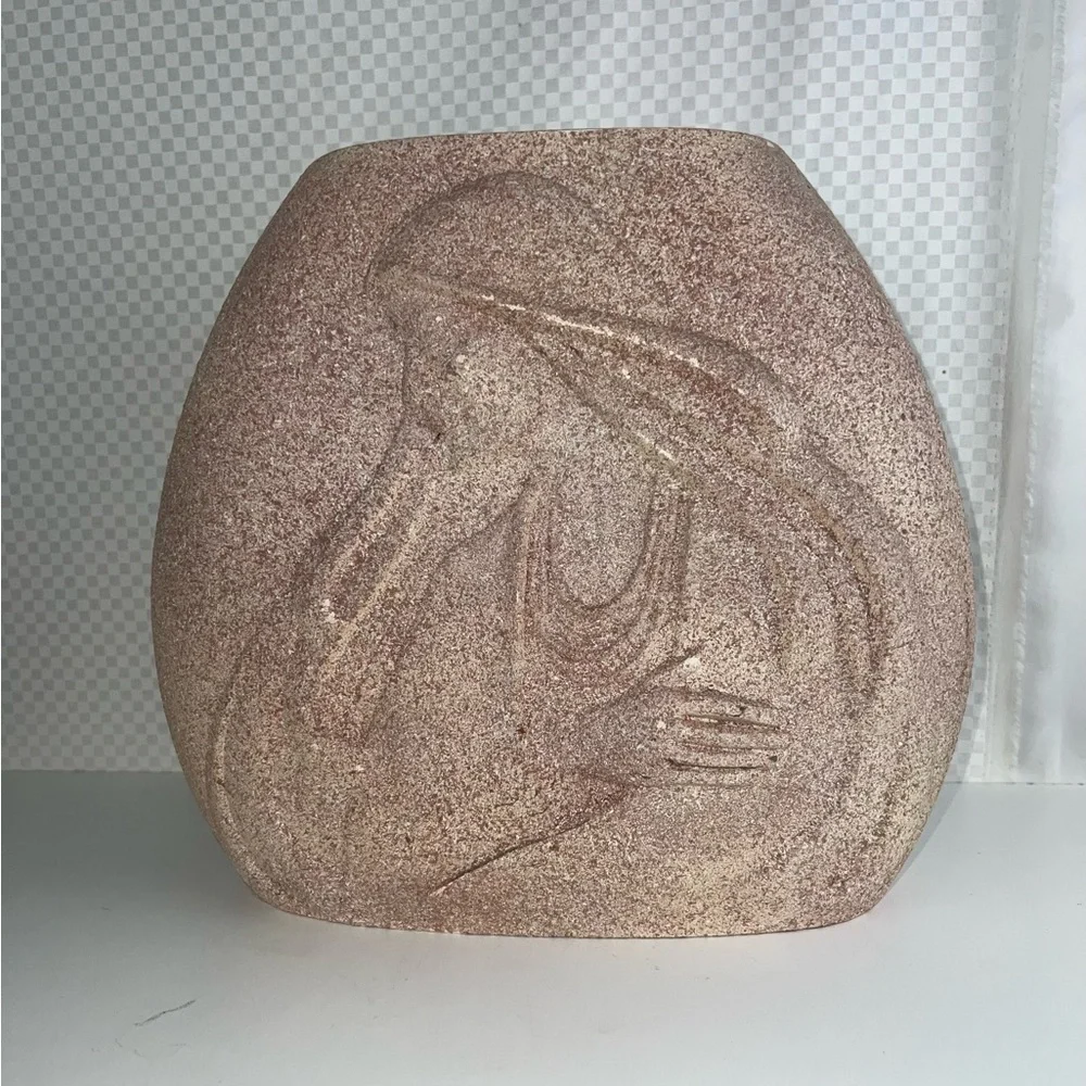 South‎ West NAVAJO INDIAN SAND ART VASE. 3D Art Native Women. 23”X12